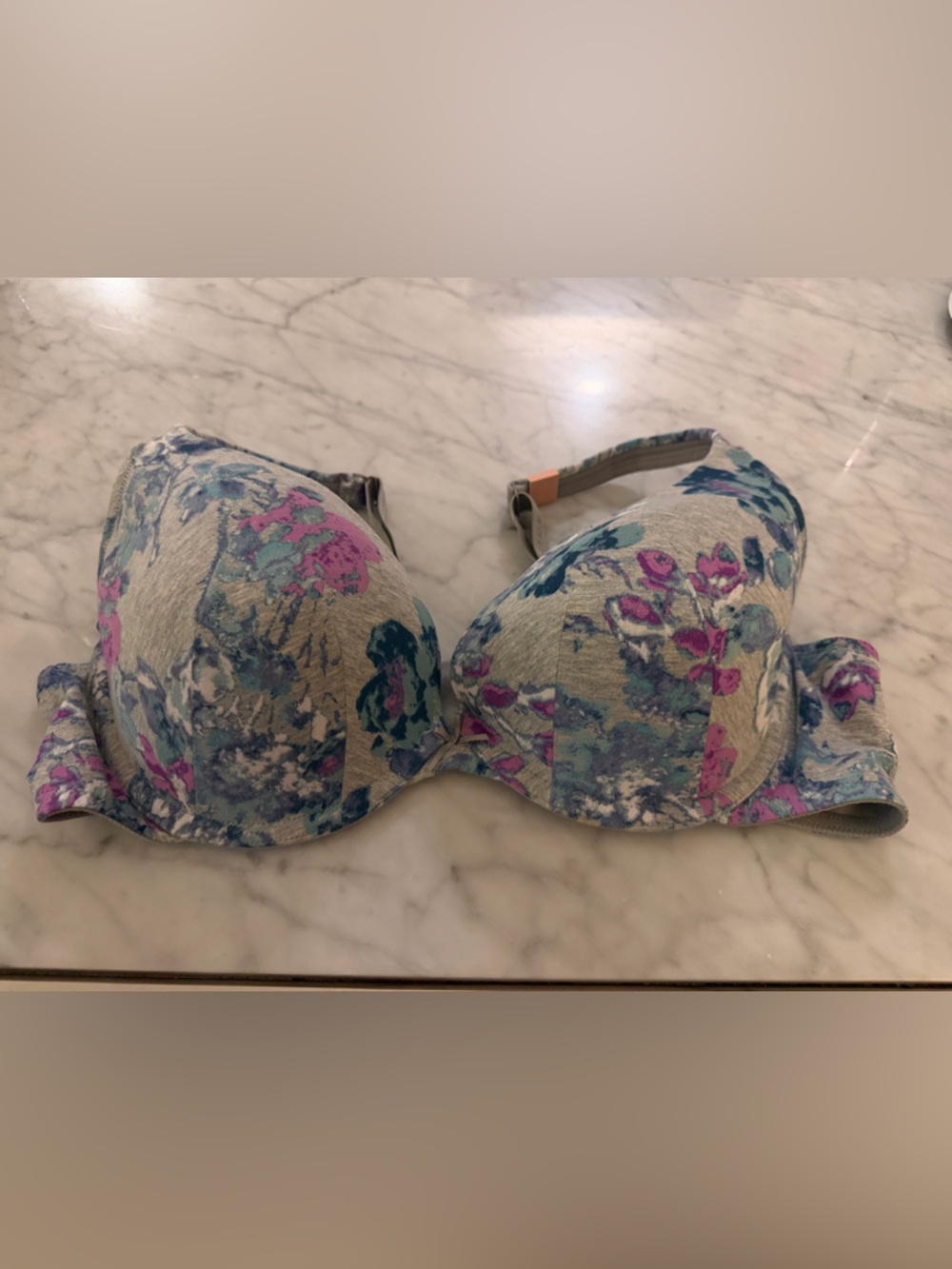 Cacique Floral Print Bra in Blue, Pink, Cream